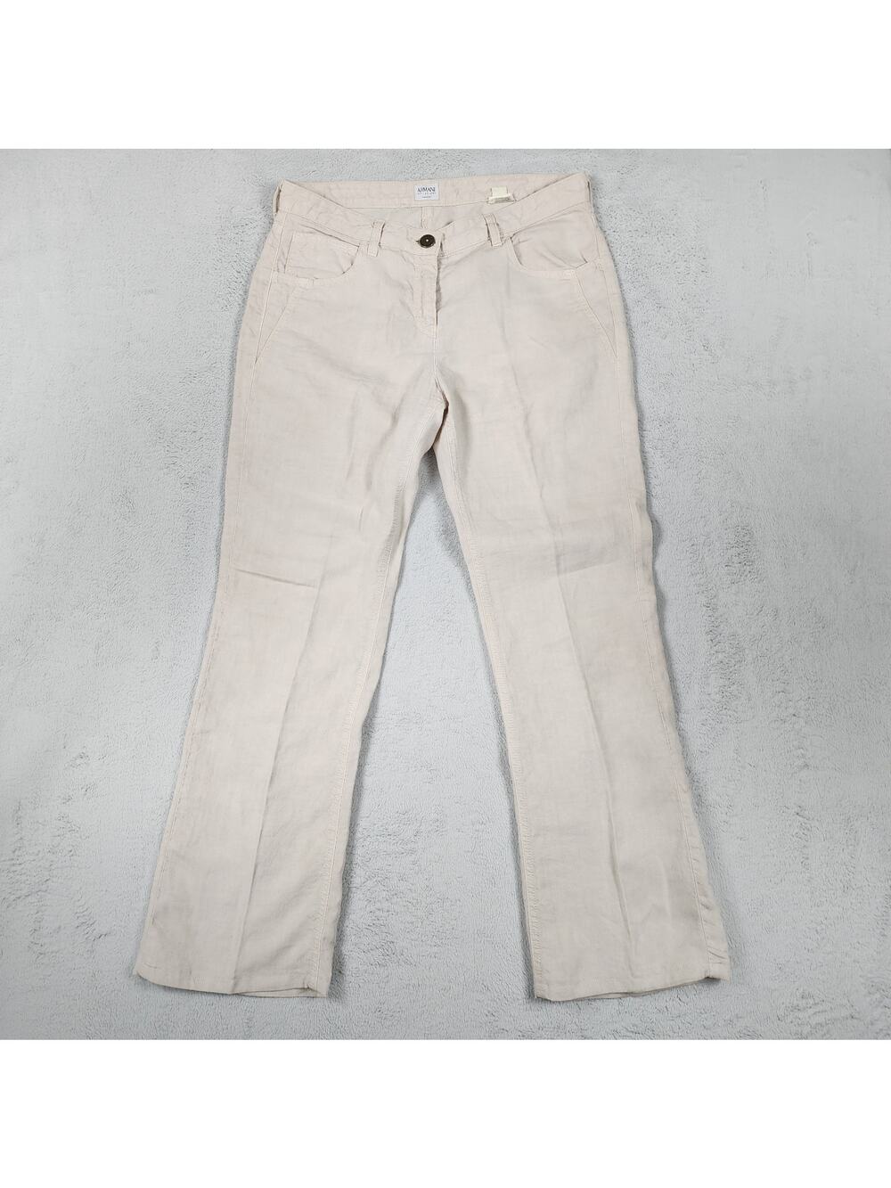 Armani Collezioni Womens Pants Size 8 Cream Ivory Bootcut 5-Pocket Made in Italy